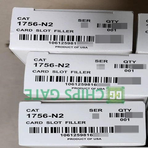 Boxes of Empty Slot Cover For 1756 N2 ControlLogix PLC Module, labeled card slot filler with product details.