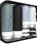 Must Have 18 Pack Travel Bottles Set With TSA Approved Silicone Containers, Leak Proof Refillable Toiletries Kit in clear zipped bag