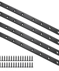 Stainless Steel Flat Mending Plates Set Of 4 For Wood And Metal Repair, 12 Inch Length, includes screws, black finish