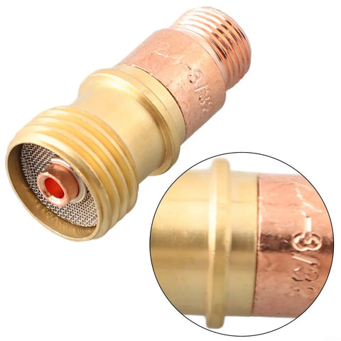 Brass TIG Torch Collet Body For Stubby Gas Lens Connector, 2.4mm brass TIG collet body with mesh screen and threaded end