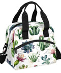Desert Plant Inspired Tropical Green Insulated Lunch Bag For Women And Men With Adjustable Shoulder Strap, cactus print