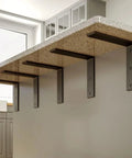 Heavy Duty Hidden L Shelf Bracket Set 2 Pack 16 Inch By 6 Inch By Two And A Half Inch Thick Metal Countertop Support Brackets For Quartz Granite Wood Concrete And Laminate Countertops Black installed under a countertop