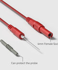 4mm Banana Plug Test Leads Kit With Wire Piercing Probes, showing red socket and protective probe cover