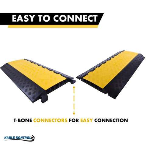 Heavy Duty Cable Protector Ramp 5 Channel 36 Inch Long Black And Yellow Rubber Wire Protector Cord Cover 36000 Lbs Capacity