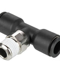 Heavy Duty Composite Push To Connect Branch Tee Fitting Glass Reinforced Nylon Tube To Pipe Adapter in black with metal grip ring