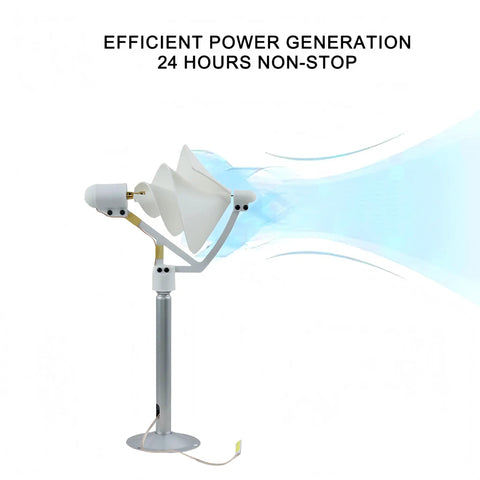 Side view of Ten Watt Micro Spiral Wind Turbine Generator With Archimedes Rose Design For Science Experiments Breeze Start Kit.