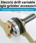 Electric drill conversion angle grinding adapter connecting rod kit with metal lock nut visible, showcasing precise angle adjustment.