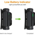 Rechargeable 1000 Lumen Metal Headlamp With Motion Sensor showing low and full battery indicator with USB port view