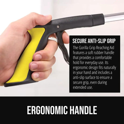 Heavy Duty Rubber Lined Claw Grabber Reacher Tool, 2 Pack, Ergonomic Anti Slip for Seniors, 360 Degree Rotating Head, Foldable Trash Picker, Handicap Helper, Yellow