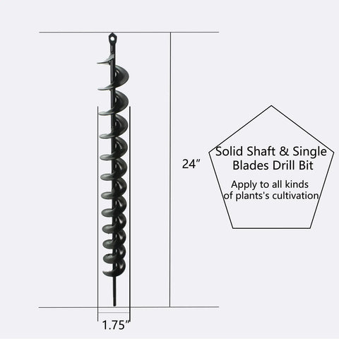 1.75 Inch Wide 24 Inch Long Earth Auger Drill Bit With Three Eighths Non Slip Hex Drive For Planting Trees Garden Beds And Bedding