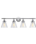 Dope Vintage Modern Chrome Vanity Light Fixture With Four Lights And Glass Shades Fully Dimmable Bulbs Not Included Wide 33.69 Inch Mount