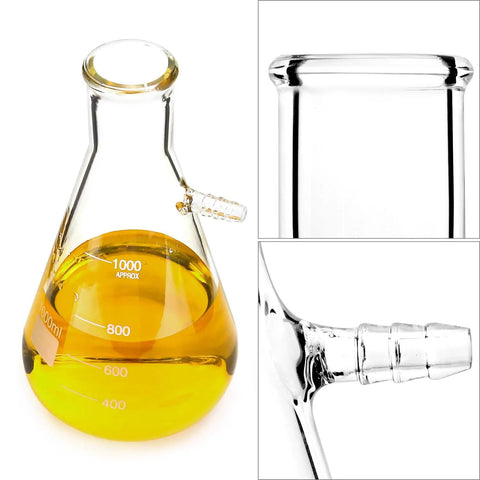 Close-up of Pro Grade 1000ml Buchner Funnel Kit With Vacuum Filter Flask Heavy Wall Borosilicate Glass Filtration Set details