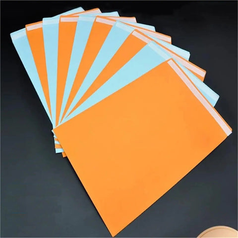 Rigid A4 Green Mailers 20 Pack Durable No Fuss Self Seal Envelopes assorted colors showing closure flap