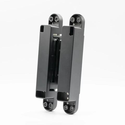 Heavy Duty Self Closing Hidden Door Hinges Holds 120 Lbs Rock Solid Concealed Hardware, matte black design, compact size for easy install.