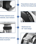 Heavy Duty Office Chair Casters Five Pack Smooth Rolling Replacements For Computer And Desk Seats close-up on features like polyurethane wheels and locking mechanisms.
