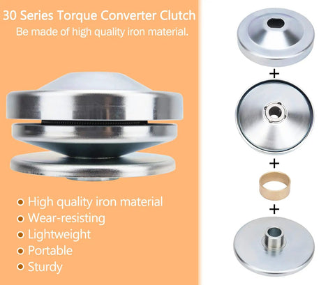 30 Series Torque Converter Kit for Go Karts and Mini Bikes, Three Quarter Inch Bore Clutch Driver Pulley, Beefed Up Torque for 212cc Engines