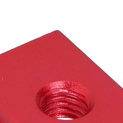 Close-up of Pro Grade Red Aluminum Alloy T Track Sliding Nut 5 Piece Set With T Slot Nut And 2 Metric Female Threads