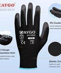 Lightweight Seamless Knit PU Coated Work Gloves For Men And Women With Smooth Palm Grip 13 Gauge Polyester Breathable Everyday Comfort For Light Warehouse Manufacturing And Gardening 60 Pairs KG11P displayed with features and branding.