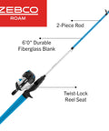 Roam Spincast Reel And Fishing Rod Combo With A 6 Foot Fiberglass Rod ComfortGrip Handle All Metal Gear Spincast Reel 2 Piece Blue