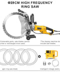 Beefy 8000W Electric Concrete Circular Saw Wall Chaser Ring Cutter detailed view showing 290MM blade and water pump system.