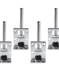4 Pack Adjustable Leveling Feet For Tables Cabinets And Workbenches With Lock Nuts L Shaped Bracket And Rubber Protectors 102mm Bolt Cold Rolled Steel Construction Rust Resistant Heavy Duty, four steel feet