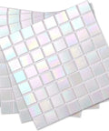 Rainbow Peel And Stick Glass Tile Backsplash Kit For Kitchen And Bathroom, 6.6 inch white mosaic tiles, 3 sheets shown