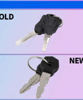 Comparison of old and new ignition keys for Plug And Play Ignition Switch Lock Key Set Kit For Motorcycles And Electric Bikes.