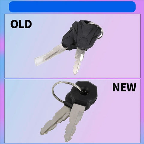 Comparison of old and new ignition keys for Plug And Play Ignition Switch Lock Key Set Kit For Motorcycles And Electric Bikes.