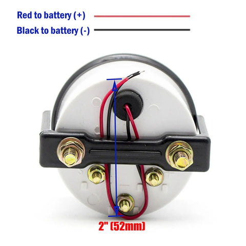 12V Fuel Level Gauge For Cars And Boats With White LED Backlight Universal Fuel Meter Replacement High Sensitivity Readout And Smooth Needle Movement Easy Install For Accurate Fuel Tank Monitoring, 2-inch (52mm) rear view, wiring terminals