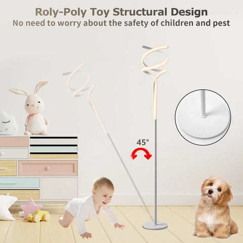 Child-safe LED Modern Floor Lamp For Living Room With Remote Dimmer Three Color Temperature Modes 40W 2500LM 63 Inches Tall