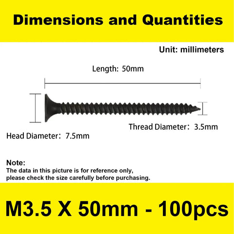 Pro Grade Six By Two Inch Flat Head Self Tapping Wood Screws For Heavy Duty Framing And Decking Pack Of One Hundred dimensions 3.5x50mm