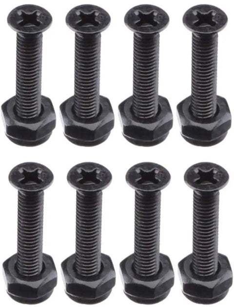 Black 1.25 Inch Longboard Hardware Screws And Nuts Set For Skateboards And Cruisers Phillips Flat Head