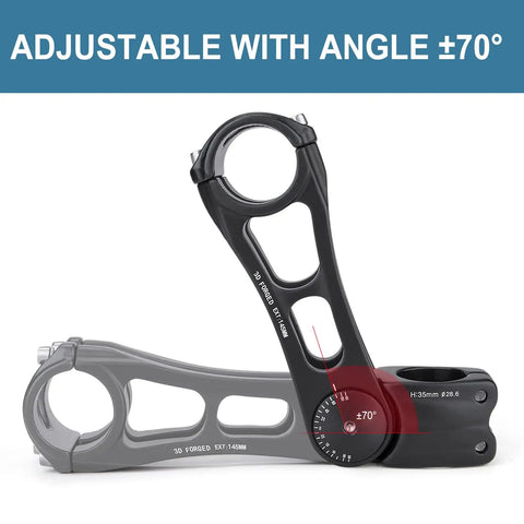 Adjustable MTB Stem 31.8mm 70 Degree Riser For Handlebar 90 110 145mm Length Options Aluminum Alloy Mountain Bike Stem Extender