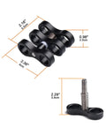 Aluminum Ball Joint Clamp For Underwater Light Arms And Camera Mounts, 360 Degree Clip Bracket with dimensions shown