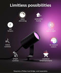 Outdoor Smart LED Spotlight For Color Ambiance, Low Voltage Landscape Lighting, 1 Pack, Requires Bridge And Power Supply, Control With App And Voice