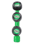 Close-up of three-pack misting nozzle atomizing for precise irrigation in the garden pro grade for fruit trees and crops easy install sprayer