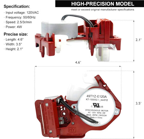 Washer Shift Actuator Replacement Upgraded For Whirlpool Maytag Kenmore with specifications and dimensions shown