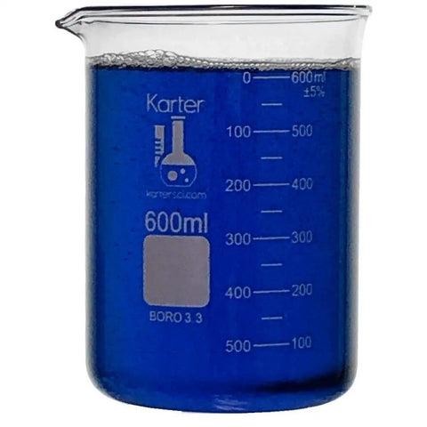 600ml Low Form Beaker Pro Grade 3.3 Borosilicate Glass With Double Metric Scale Rugged Beaded Rim And Spout For Smooth Pouring
