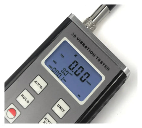 Digital Vibration Meter With Piezoelectric Sensor VM-6380, handheld 3D vibration tester with LCD display and probe
