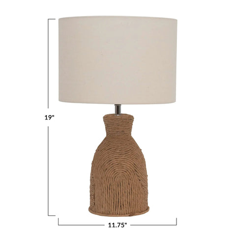 Handwoven Paper Rope Table Lamp With Cotton Shade 19x11.75 inch for Boho Chic Nightstand Light Neutral Decor Cozy Glow