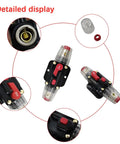 High-Octane 30 Amp Manual Reset Car Circuit Breaker Waterproof Inline Fuse Block For 12V To 25V Vehicles showing detailed connections and components.