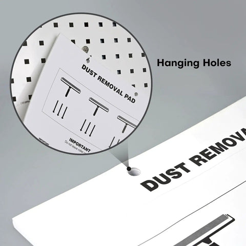 30 Sheets High Adhesive Cleanroom Dust Removal Pad Sticky Paper Self Sticky Adhesive Dust Collector for Cleaning Dust Dirt and Lint on Surfaces, Disposable Pad Sheets for Home Office and Lab Use, featuring hanging holes for easy storage.