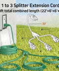 Built Tough 1 To 3 Splitter Outdoor Extension Cord With 3 Prong Plug And Three Extra Outlets Weatherproof Power Tap 40ft total length.