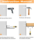 Instruction manual for installing Heavy Duty 10 Inch L Shaped Shelf Brackets 6 Pack Steel Wall Mount Brackets with tools.