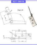 Heavy Duty 304 Stainless Steel Hinge For Industrial Electrical Panels And Automation Equipment 1 Piece Model XG11 060 0L diagram