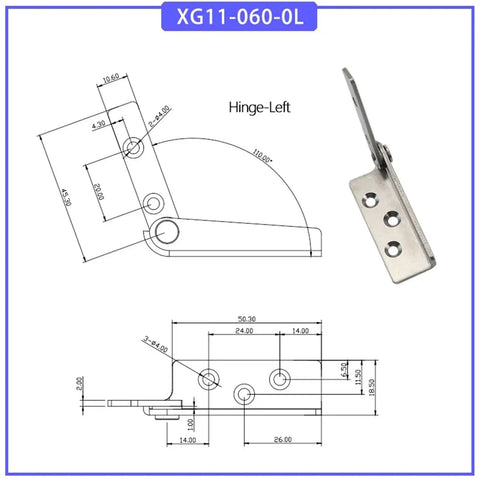 Heavy Duty 304 Stainless Steel Hinge For Industrial Electrical Panels And Automation Equipment 1 Piece Model XG11 060 0L diagram