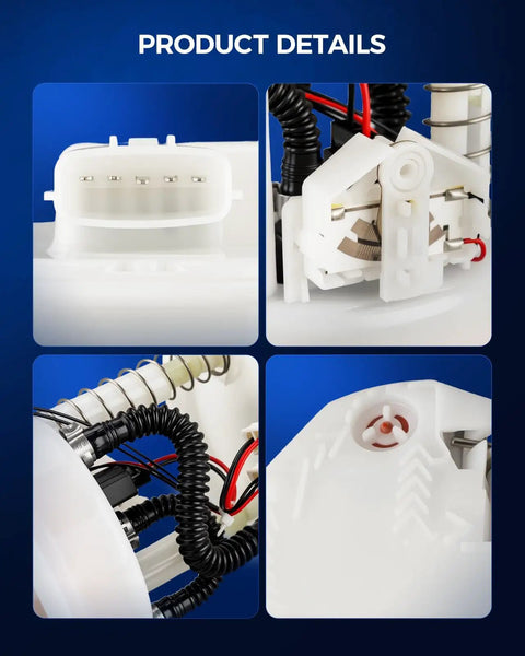 Close-up details of Premium Grade Heavy Duty FG1149 Electric Fuel Pump Module Assembly, showcasing connector and internal components.