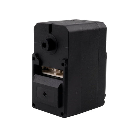 Black Pro Grade 19KgCm Smart Servo with 7.4V Serial Bus TTL Control, showing dual-axis design and black plastic case.
