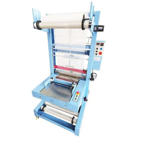 Heavy Duty Two In One Tabletop Shrink Wrap Machine For Bottles And Flat Packs with stainless steel surface and user controls.