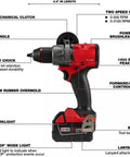 Badass Brushless Hammer Drill and Impact Driver and Pruning Saw Combo Kit Bundle Works with M18 Batteries, side view showing features and controls.